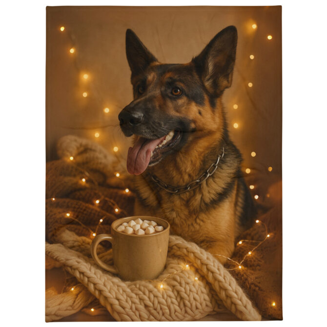 Hot Cocoa Cozy Blanket – Custom Pet Throw with Your Pet’s Portrait - Image 2