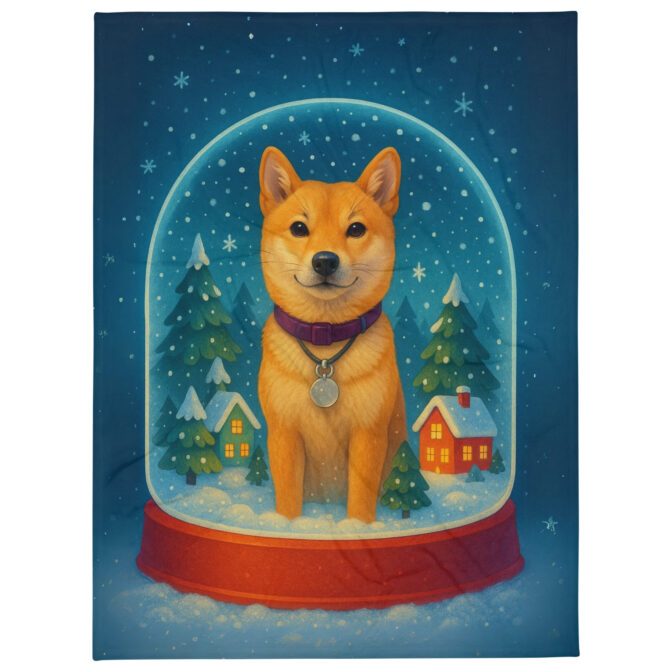 Snow Globe Magic – Custom Pet Blanket with Your Pet Portrait - Image 2
