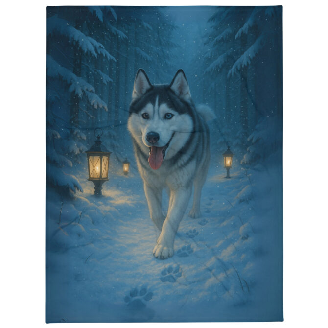 Frosty Forest Walk – Custom Pet Blanket with Your Pet - Image 2