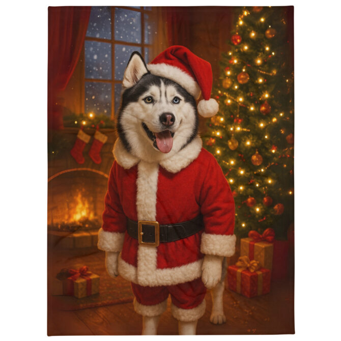 Santa Paws – Custom Pet Christmas Blanket with Your Pet’s Portrait - Image 2
