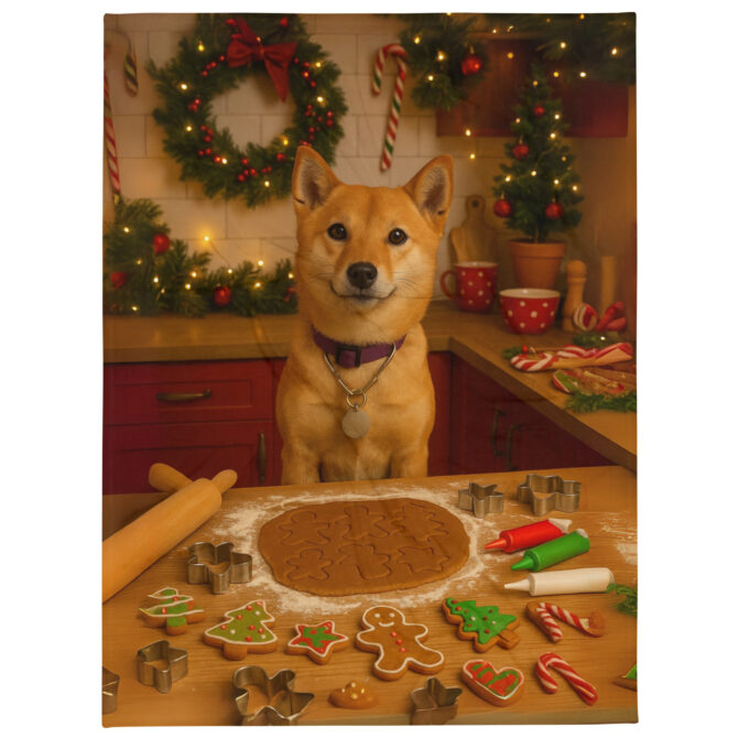 Christmas Cookie Kitchen – Custom Pet Blanket with Your Pet’s Portrait - Image 2