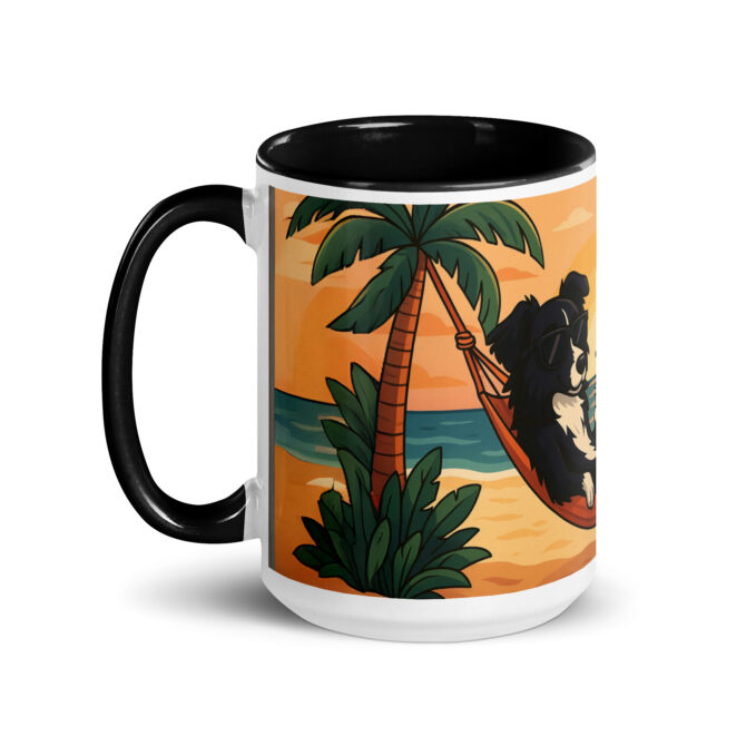 Custom Pet Coffee Mug – Sun, Sand & Hammock Morning Beach Scene - Image 4