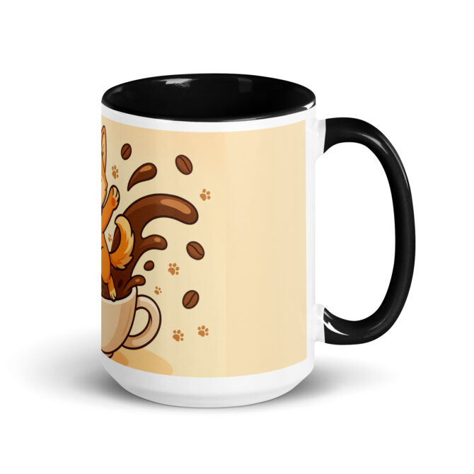 Custom Pet Coffee Mug – “Purrk Up! / Pawp Up!” Jumping from Cup Artwork - Image 2