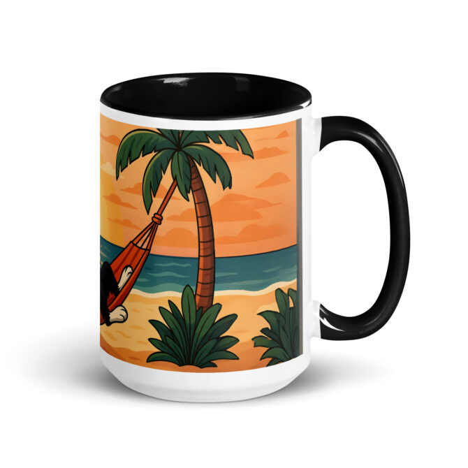 Custom Pet Coffee Mug – Sun, Sand & Hammock Morning Beach Scene - Image 2
