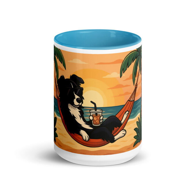 Custom Pet Coffee Mug – Sun, Sand & Hammock Morning Beach Scene