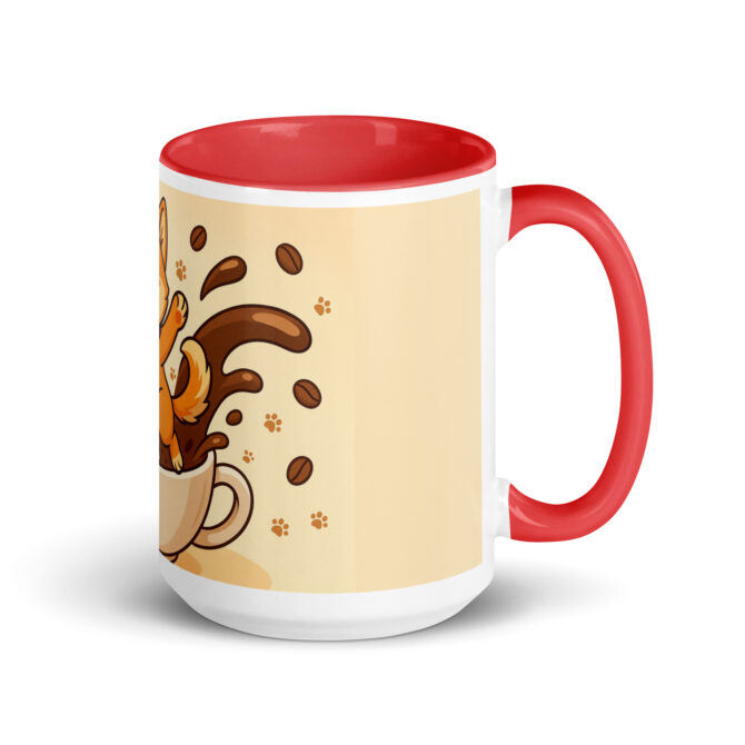 Custom Pet Coffee Mug – “Purrk Up! / Pawp Up!” Jumping from Cup Artwork - Image 5