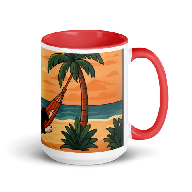 Custom Pet Coffee Mug – Sun, Sand & Hammock Morning Beach Scene - Image 5