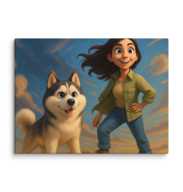 Pixar-Style Pet Canvas – Adventure Buddies Custom Wall Art