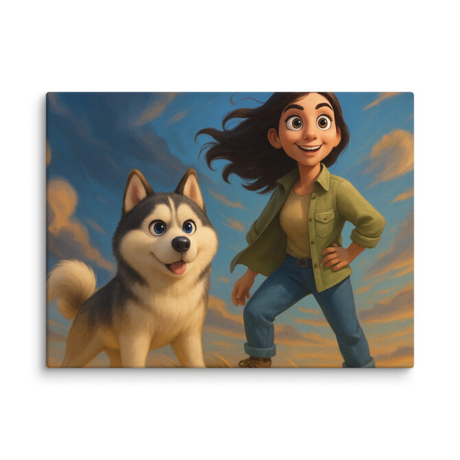 Pixar-Style Pet Canvas – Adventure Buddies Custom Wall Art