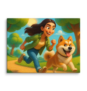 Pixar Jogging Duo | Custom Pixar-Style Pet Canvas Print