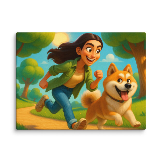 Pixar Jogging Duo | Custom Pixar-Style Pet Canvas Print