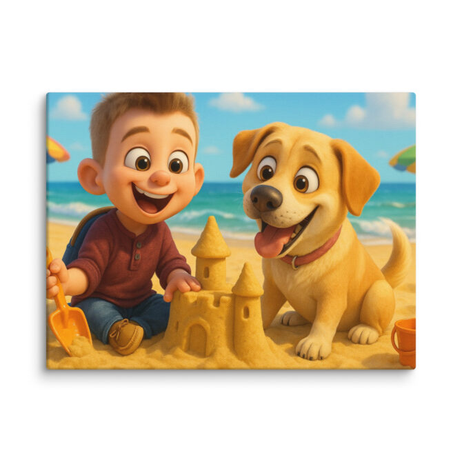 Pixar Beach Adventure Custom Pet Canvas | Pixar-Style Art