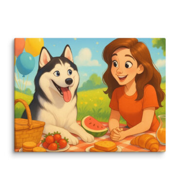 Disney-Style Pet Canvas – Family Picnic Motif