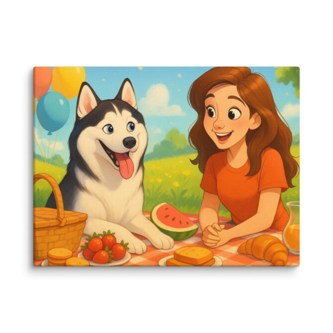 Disney-Style Pet Canvas – Family Picnic Motif
