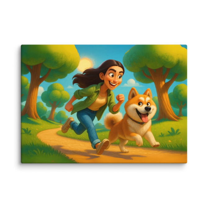 Pixar Jogging Duo | Custom Pixar-Style Pet Canvas Print - Image 2