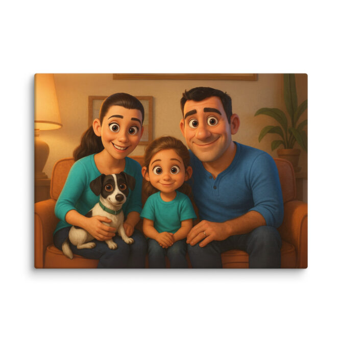 Pixar-Style Family Couch Portrait | Custom Pet Canvas Wall Art - Image 2