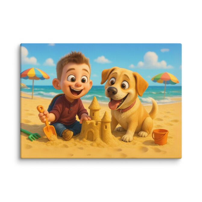Pixar Beach Adventure Custom Pet Canvas | Pixar-Style Art - Image 2