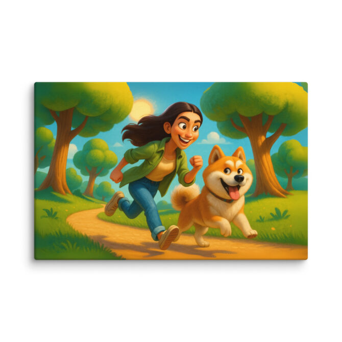 Pixar Jogging Duo | Custom Pixar-Style Pet Canvas Print - Image 3