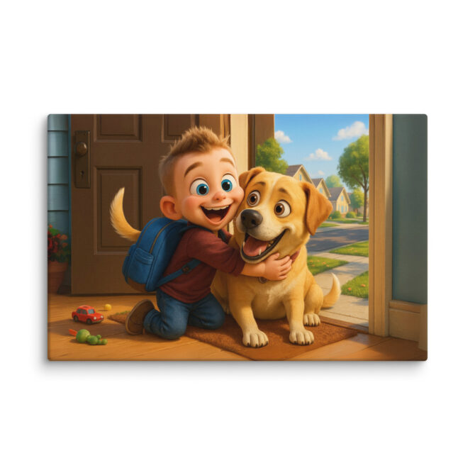 Pixar-Style Pet Canvas – “School Morning” Custom Artwork - Image 3