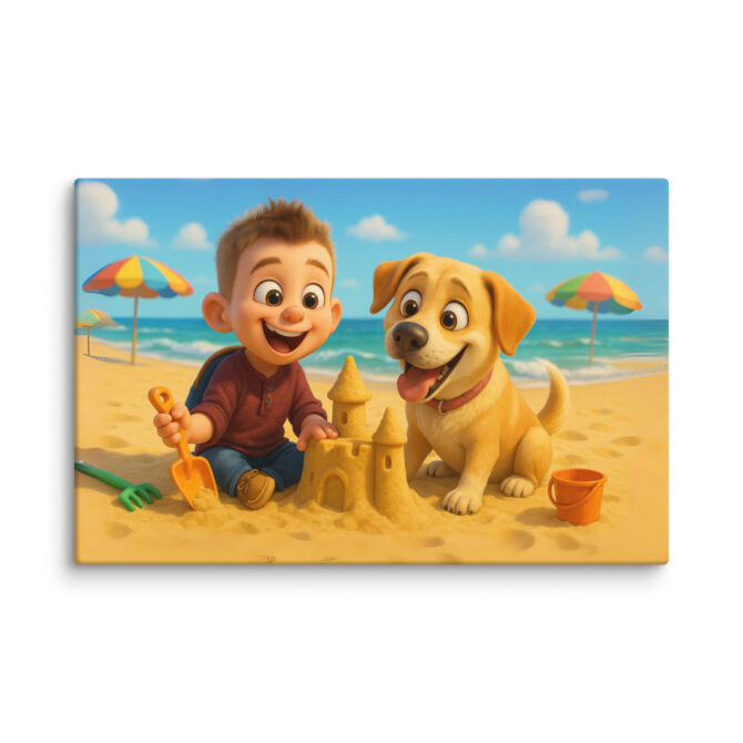 Pixar Beach Adventure Custom Pet Canvas | Pixar-Style Art - Image 3