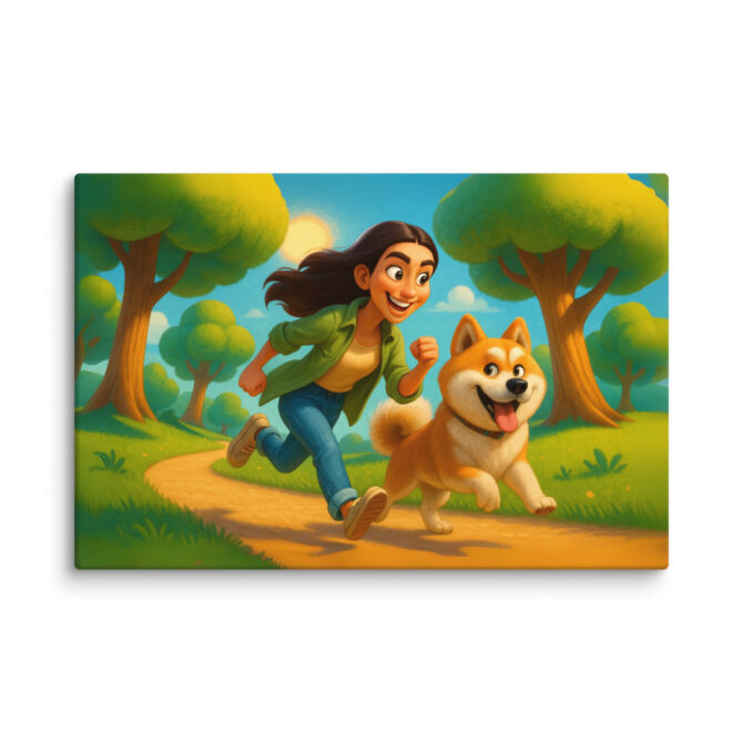 Pixar Jogging Duo | Custom Pixar-Style Pet Canvas Print - Image 4