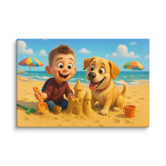 Pixar Beach Adventure Custom Pet Canvas | Pixar-Style Art - Image 4