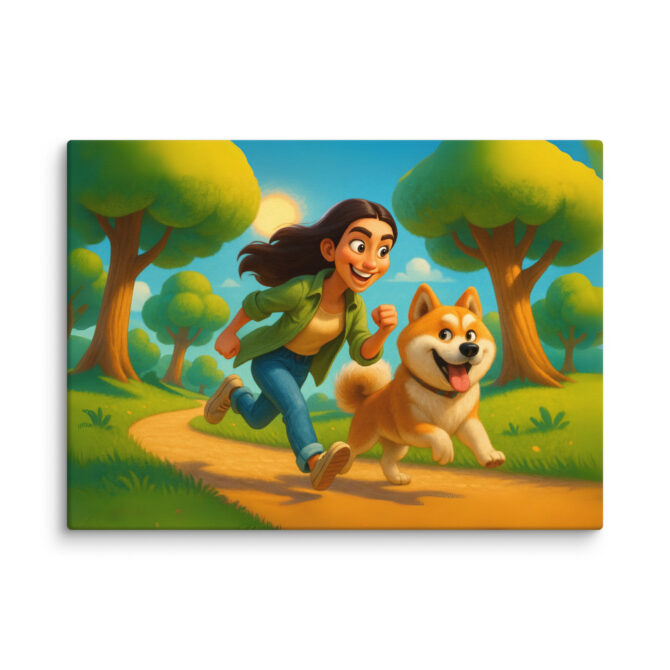 Pixar Jogging Duo | Custom Pixar-Style Pet Canvas Print - Image 5