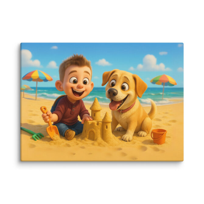 Pixar Beach Adventure Custom Pet Canvas | Pixar-Style Art - Image 5